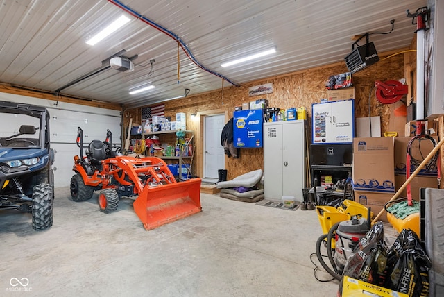 garage with a garage door opener