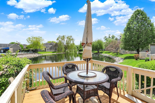 6505 Miramar Ct, Indianapolis, IN 46250 - deck with a water view and outdoor dining area