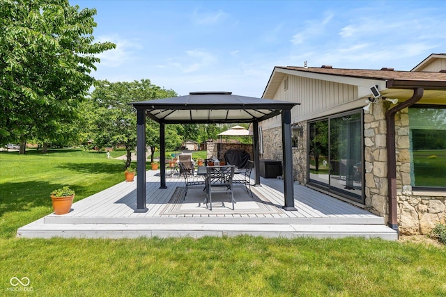 8111 Timberwood Dr, Plainfield, IN 46168 - view of patio / terrace with a gazebo, a deck, and outdoor dining space