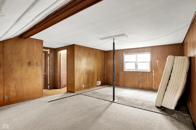3975 Denwood Dr, Indianapolis, IN 46226 - unfurnished bedroom with carpet and wooden walls