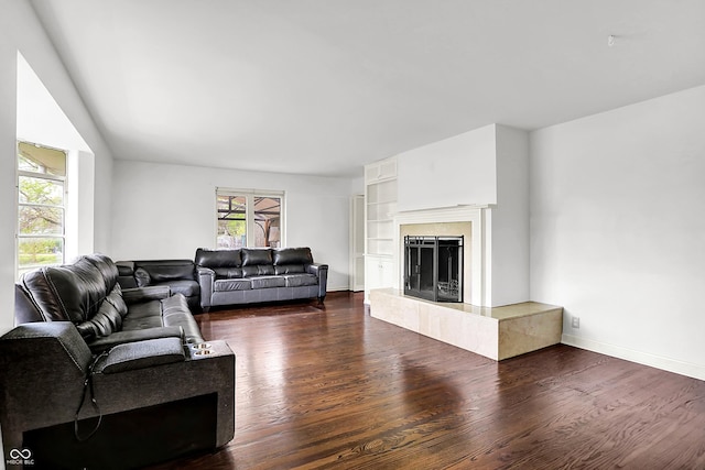 3975 Denwood Dr, Indianapolis, IN 46226 - living room with wood finished floors, a premium fireplace, and baseboards