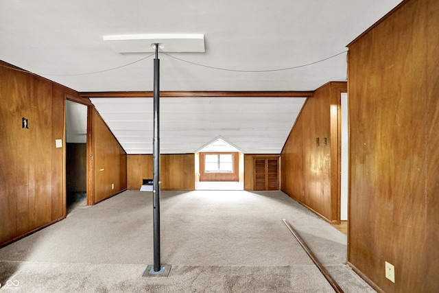 3975 Denwood Dr, Indianapolis, IN 46226 - bonus room featuring wood walls and light colored carpet