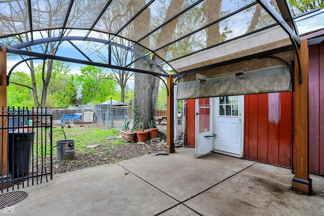 3975 Denwood Dr, Indianapolis, IN 46226 - view of patio featuring fence and an outdoor structure