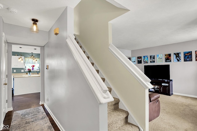 6624 Lakestone Ct, Indianapolis, IN 46237 - staircase featuring baseboards