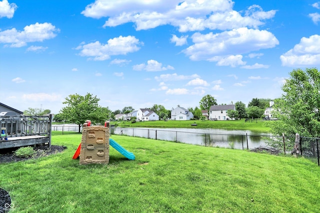 6624 Lakestone Ct, Indianapolis, IN 46237 - view of yard featuring a playground, a water view, and a residential view