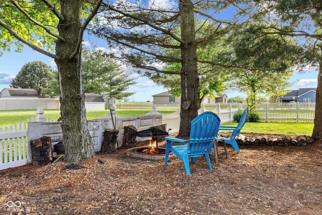 fenced backyard featuring an outdoor fire pit