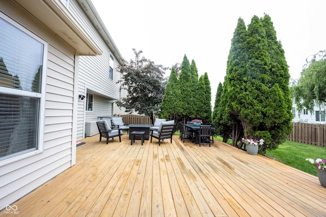 14030 Avalon E Dr, Fishers, IN 46037 - wooden terrace featuring outdoor lounge area and a fenced backyard