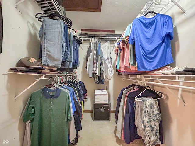 8798 Surrey Dr, Pendleton, IN 46064 - walk in closet with carpet floors and attic access