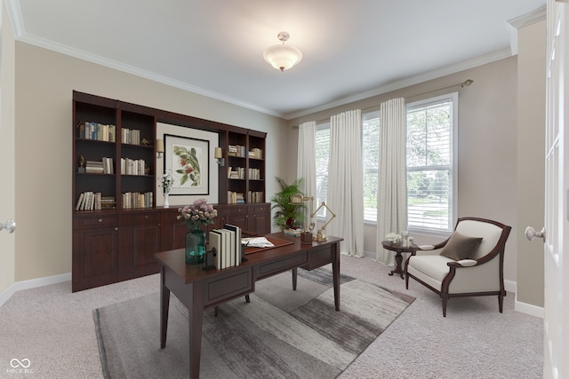 1476 Anon Ct, Greenwood, IN 46143 - home office featuring light colored carpet, crown molding, and baseboards