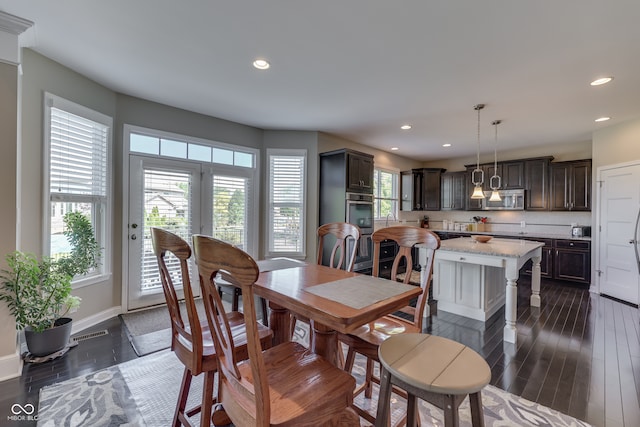 1476 Anon Ct, Greenwood, IN 46143 - dining area featuring recessed lighting, dark wood-style floors, and baseboards