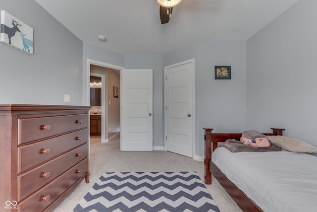 1476 Anon Ct, Greenwood, IN 46143 - bedroom with light carpet, baseboards, and a ceiling fan