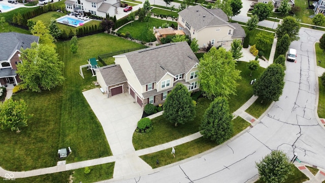 1476 Anon Ct, Greenwood, IN 46143 - aerial view of residential area featuring a pool area