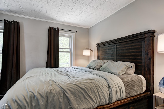 bedroom featuring crown molding