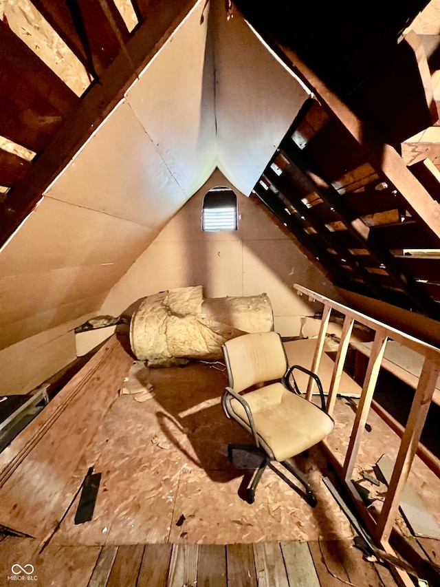 view of unfinished attic