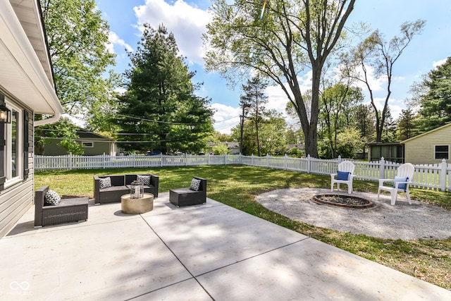 7118 Mikesell Dr, Indianapolis, IN 46260 - view of patio / terrace with an outdoor living space with a fire pit