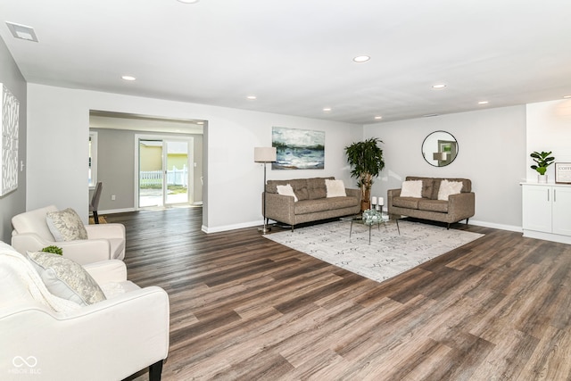 7118 Mikesell Dr, Indianapolis, IN 46260 - living room with wood finished floors, recessed lighting, and baseboards