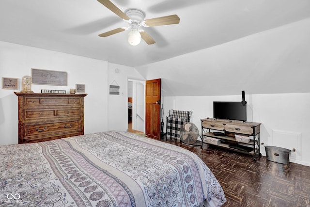 205 E Washington St, Roachdale, IN 46172 - bedroom with a ceiling fan and lofted ceiling