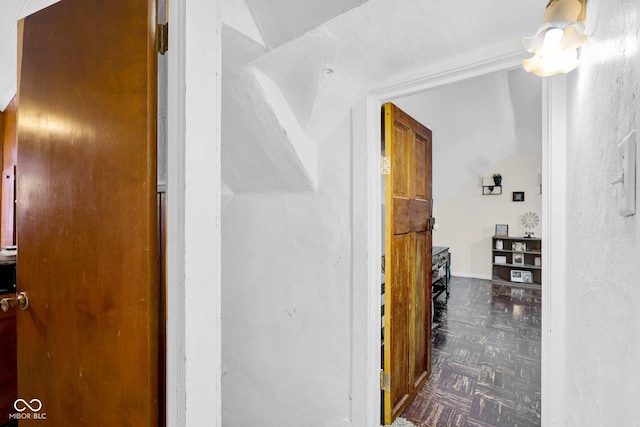 205 E Washington St, Roachdale, IN 46172 - corridor with baseboards and lofted ceiling