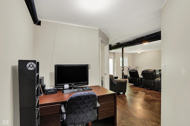 office space featuring concrete flooring