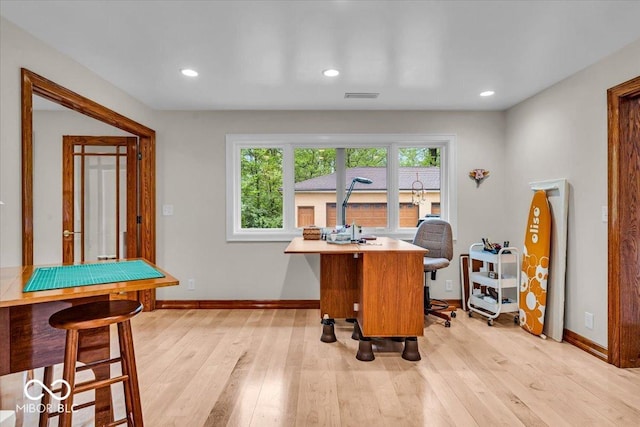 6465 Lawrence Dr, Indianapolis, IN 46226 - office area featuring light wood finished floors, baseboards, and recessed lighting