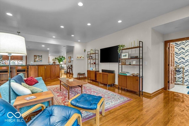 6465 Lawrence Dr, Indianapolis, IN 46226 - living room with light wood-style flooring, recessed lighting, and baseboards
