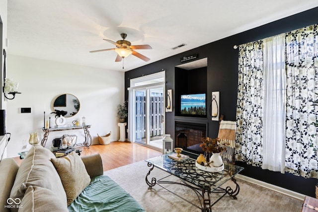 7045 Gavin Dr, Indianapolis, IN 46217 - living room with ceiling fan and wood finished floors