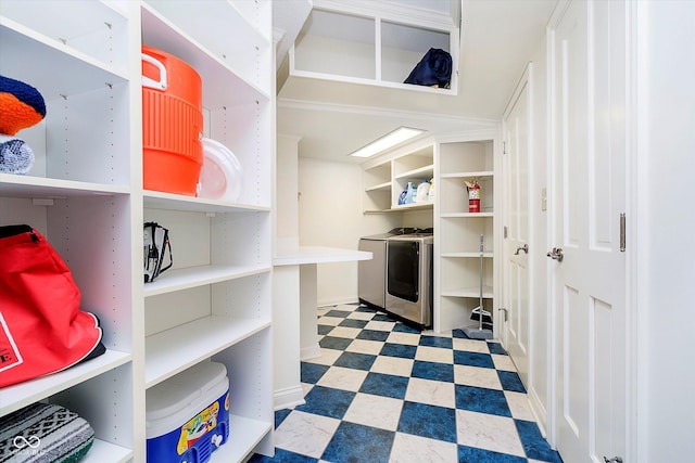 11319 Shoreview Ln, Indianapolis, IN 46236 - clothes washing area featuring independent washer and dryer and tile patterned floors