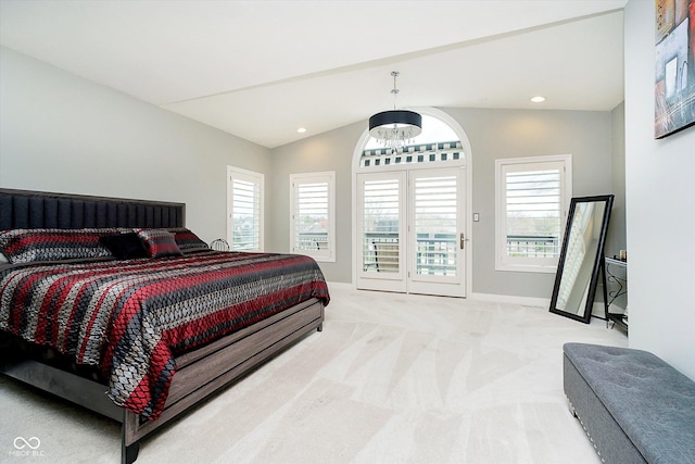 11319 Shoreview Ln, Indianapolis, IN 46236 - bedroom with carpet floors, multiple windows, baseboards, recessed lighting, and vaulted ceiling