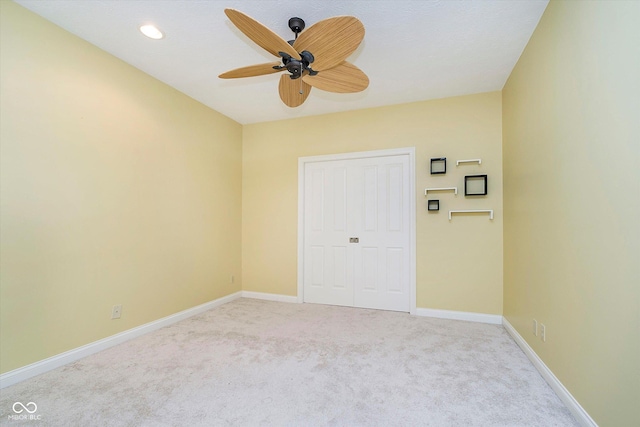 11319 Shoreview Ln, Indianapolis, IN 46236 - unfurnished room with ceiling fan, light colored carpet, baseboards, and recessed lighting