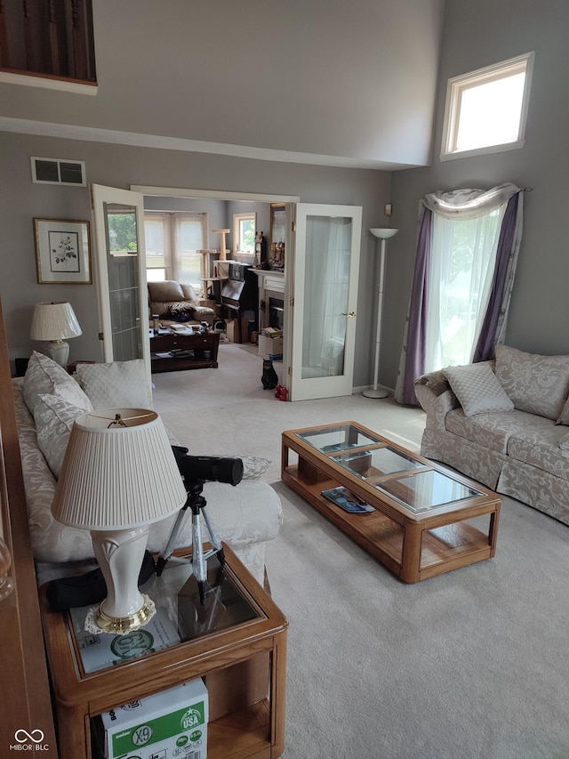 4719 Arabian Run, Indianapolis, IN 46228 - carpeted living room with a high ceiling and healthy amount of natural light