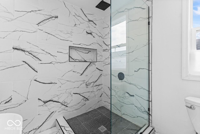 1505 Spann Ave, Indianapolis, IN 46203 - bathroom featuring toilet and a marble finish shower