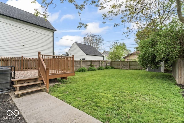 1505 Spann Ave, Indianapolis, IN 46203 - view of yard with a wooden deck and central air condition unit