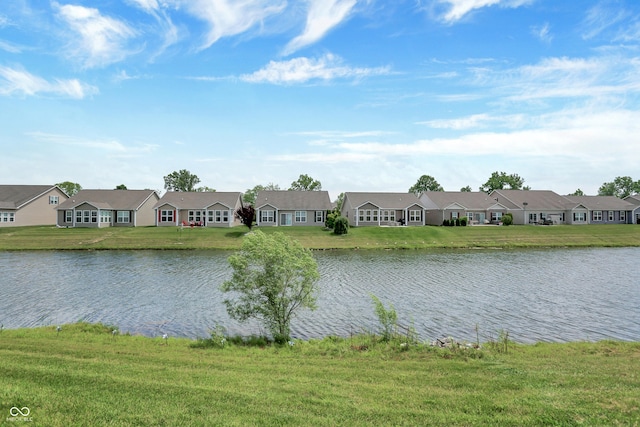 view of water feature with a residential view