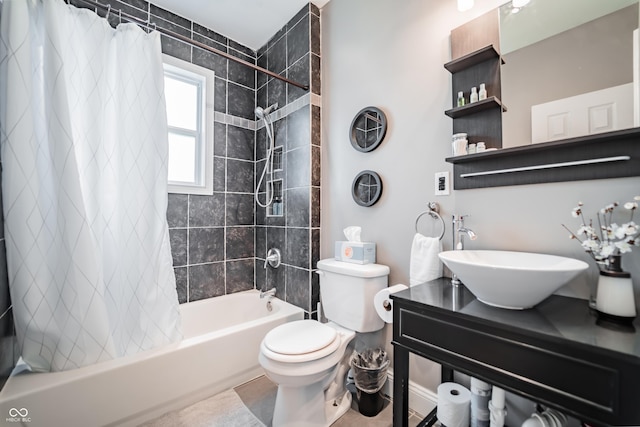 2407 N Capitol Ave, Indianapolis, IN 46208 - bathroom with toilet, shower / bath combo with shower curtain, and vanity