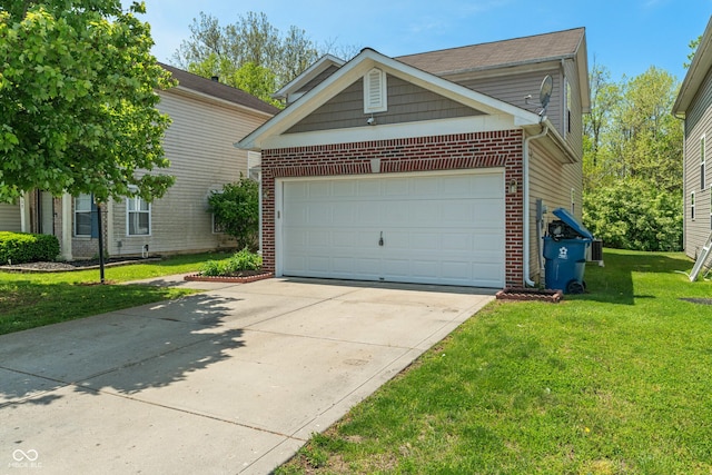 4136 Orchard Valley Ln, Indianapolis, IN 46235 - traditional home with brick siding, concrete driveway, a front yard, and a garage