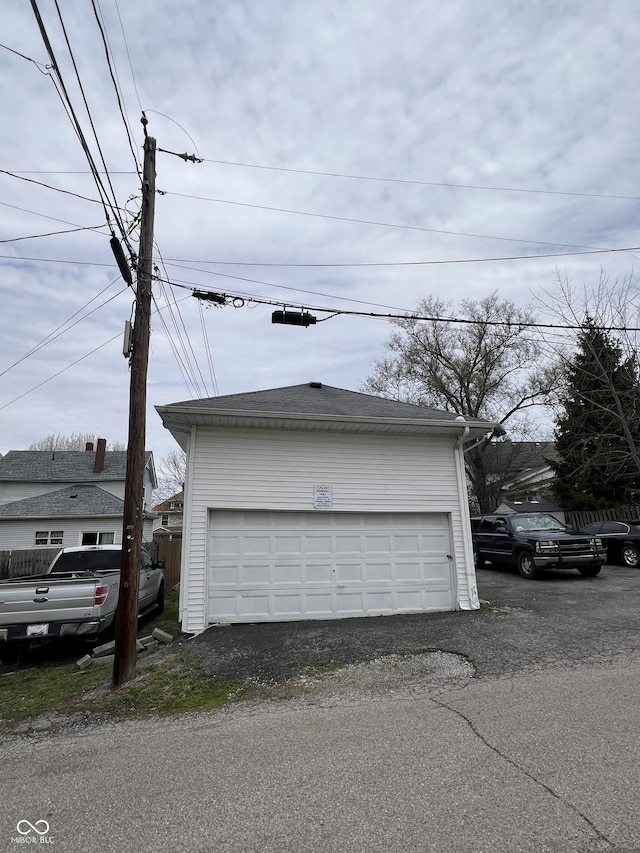 view of detached garage