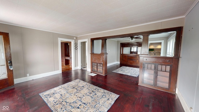 1600 N Washington St, Kokomo, IN 46901 - entrance foyer with crown molding, hardwood / wood-style flooring, and a ceiling fan