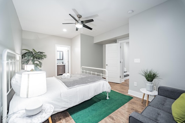 1112 Spann Ave, Indianapolis, IN 46203 - bedroom with wood finished floors, ceiling fan, recessed lighting, and baseboards