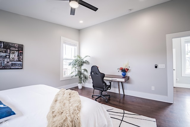 1112 Spann Ave, Indianapolis, IN 46203 - bedroom featuring wood finished floors, recessed lighting, baseboards, and a ceiling fan