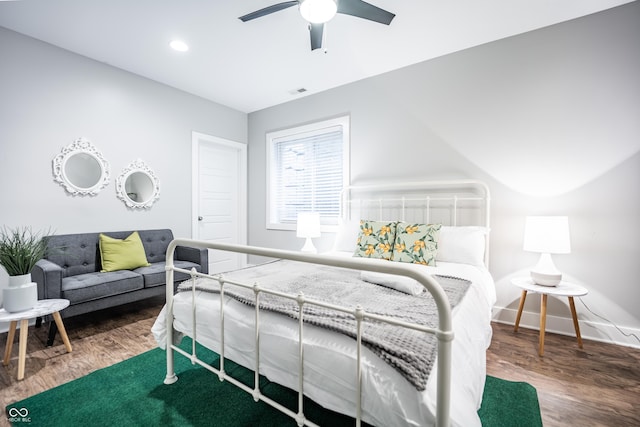 1112 Spann Ave, Indianapolis, IN 46203 - bedroom with wood finished floors, a ceiling fan, baseboards, and recessed lighting