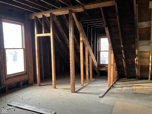 view of unfinished attic