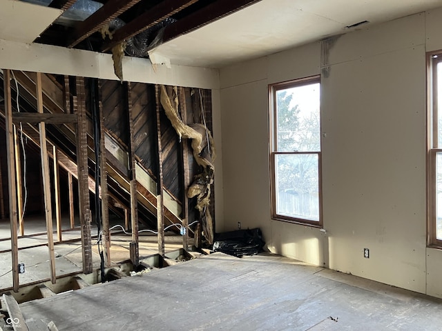 view of unfinished attic
