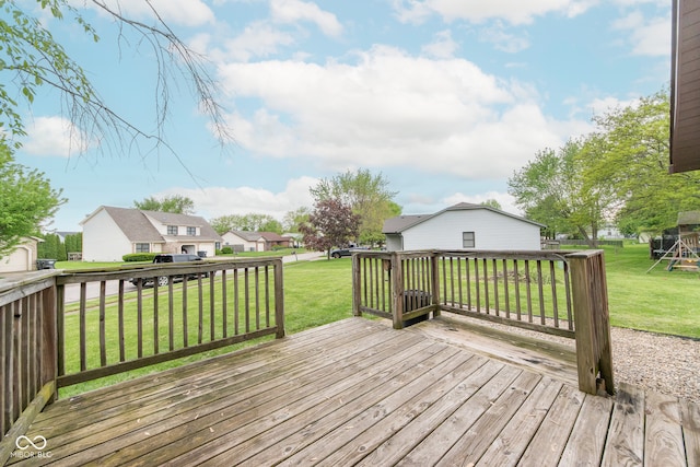 980 Red Maple Ct, Greenwood, IN 46143 - wooden deck featuring a yard and a residential view