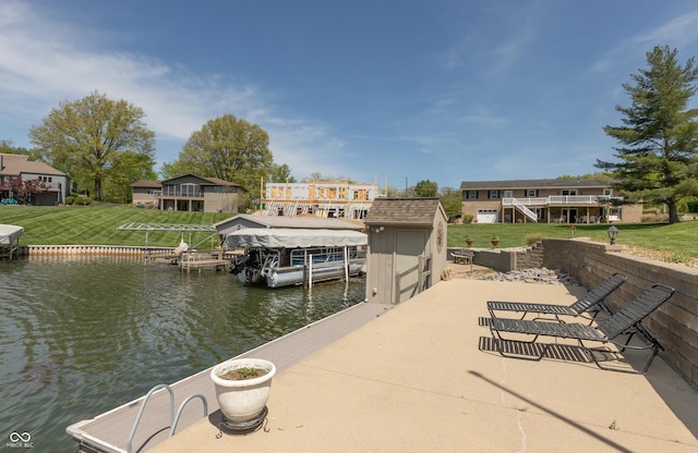 889 E N Shore Dr, Brownstown, IN 47220 - dock area featuring a water view and a lawn