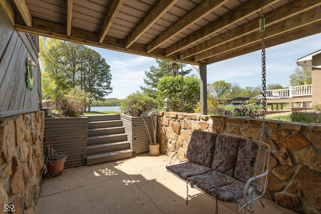 889 E N Shore Dr, Brownstown, IN 47220 - view of patio with a water view