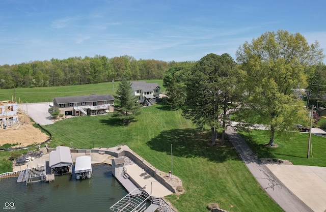 889 E N Shore Dr, Brownstown, IN 47220 - aerial view of property and surrounding area featuring a nearby body of water