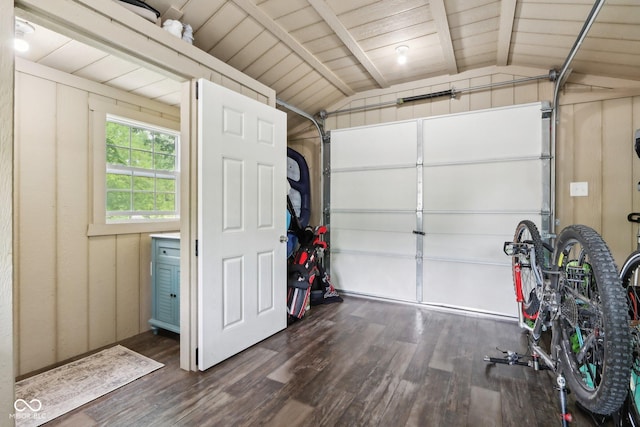 9155 Kerwood Dr, Indianapolis, IN 46240 - garage featuring wood ceiling