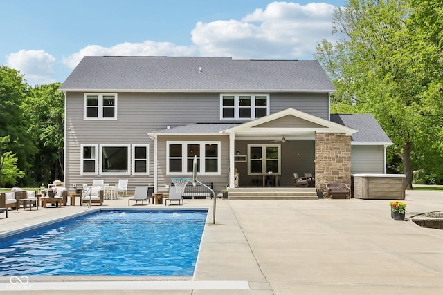 9155 Kerwood Dr, Indianapolis, IN 46240 - back of house featuring a patio area, an outdoor hangout area, an outdoor pool, and a ceiling fan