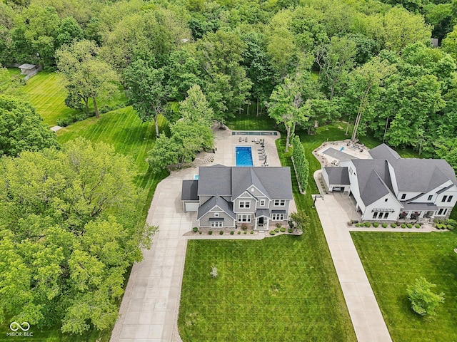 9155 Kerwood Dr, Indianapolis, IN 46240 - aerial view of property and surrounding area featuring a pool area