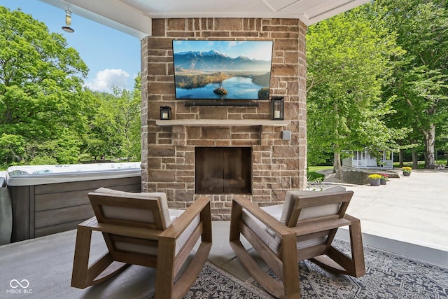 9155 Kerwood Dr, Indianapolis, IN 46240 - view of patio with an outdoor stone fireplace